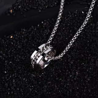 Bộ Vòng cổ Nhẫn Bằng Thép Titan Hai Chức Năng Không Gỉ Không Phai Màu Phong Cách Hip hop Cho Nam Và Nữ
