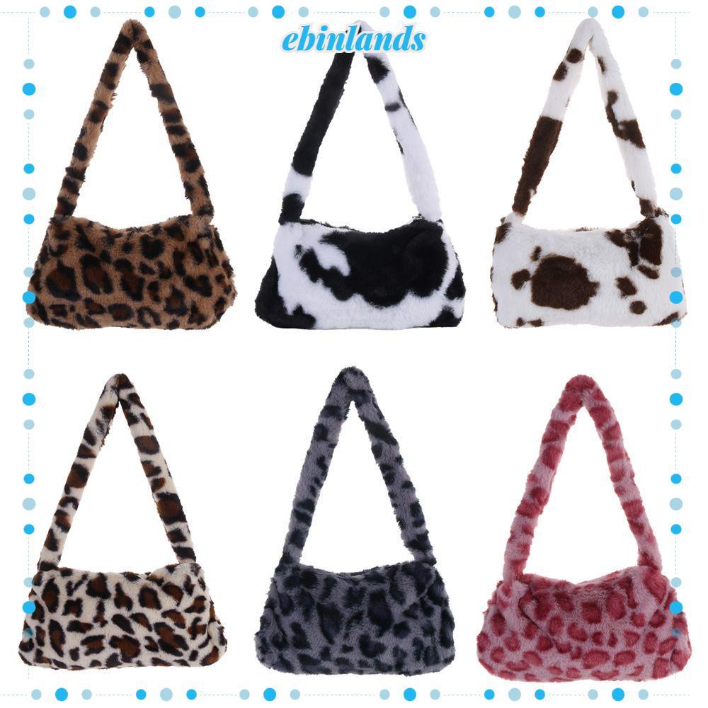 Túi Xách Lông Giả Mềm Mại In Họa Tiết Da Báo Thời Trang Mùa Đông