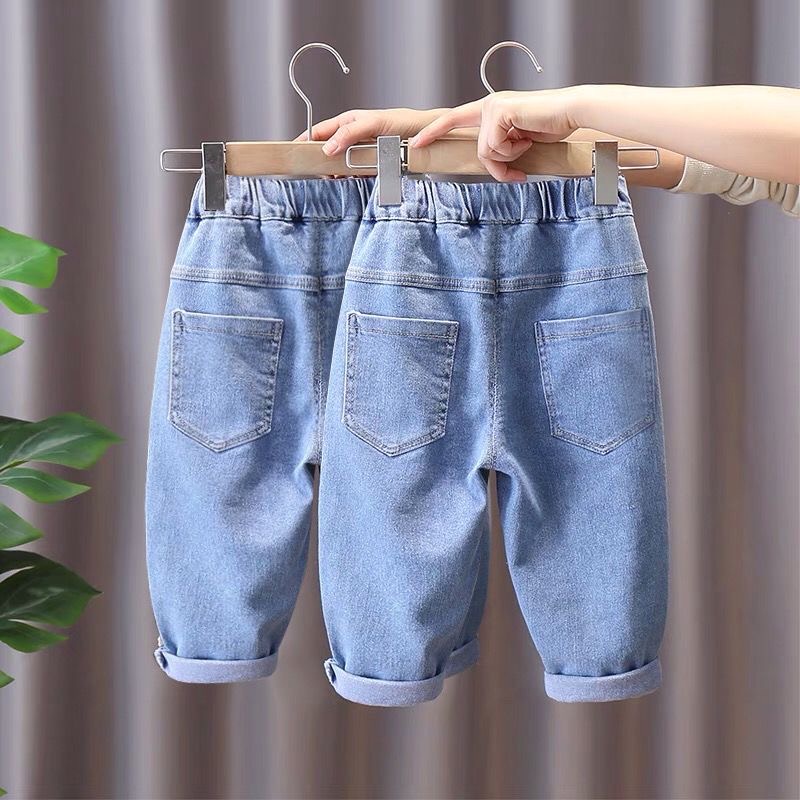 Quần bò cạp chun trẻ em Doraemon xanh cho bé trai & bé gái