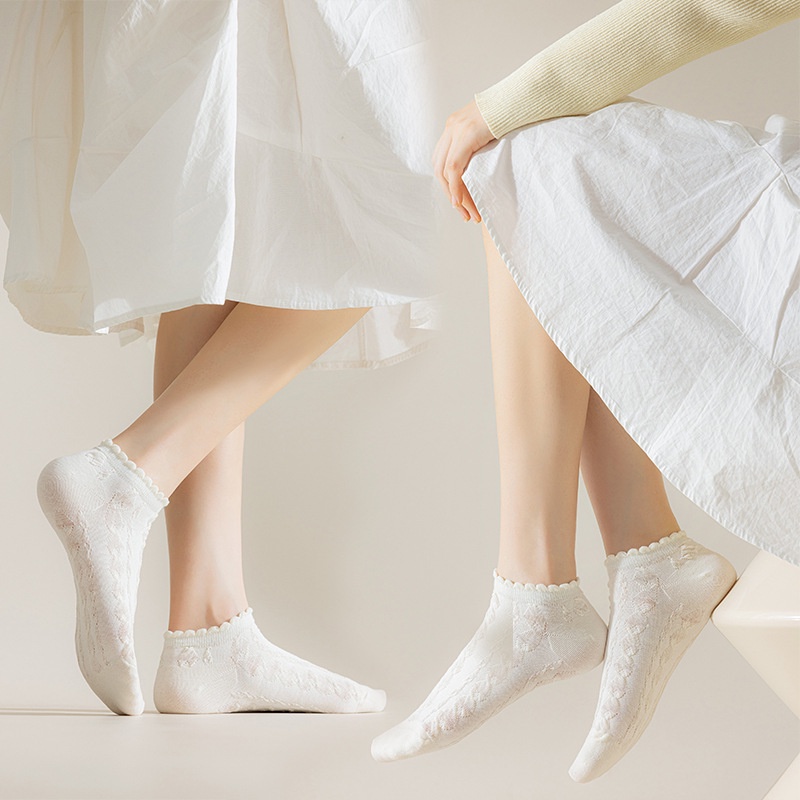 Vớ Cotton Mỏng Thoáng Khí Thấm Hút Mồ Hôi Phong Cách Nhật Bản Cho Nữ