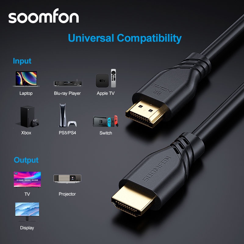 Cáp HDMI 2.1 Tốc Độ Cao 48Gbps 8K / 60Hz 4K / 120Hz HDCP 2.3 HDR 10+ Ebc Tương Thích PS5 PS4 Xbox Series X QLED TV UHD