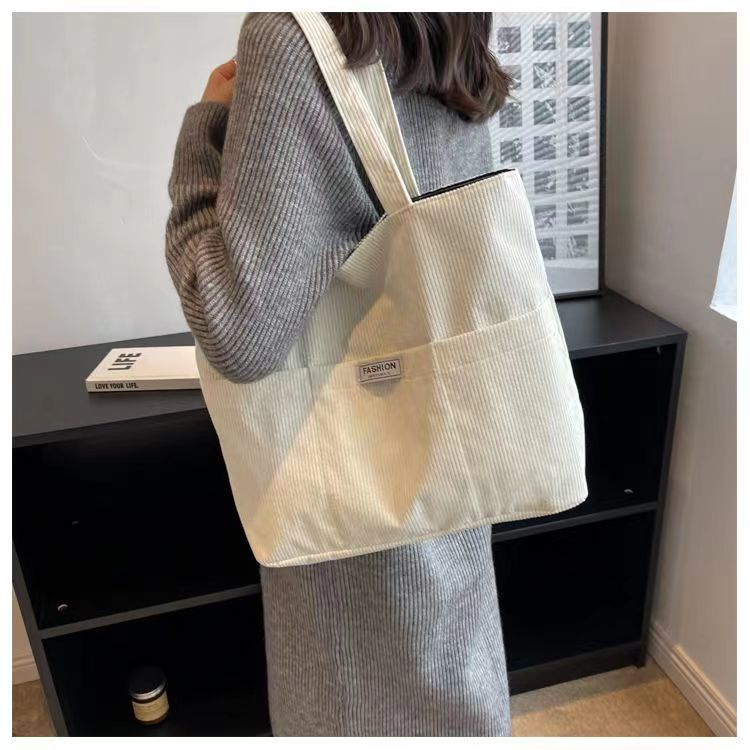 Túi Xách Nữ Vải Nhung Kẻ Sọc Nhiều Ngăn Thời Trang