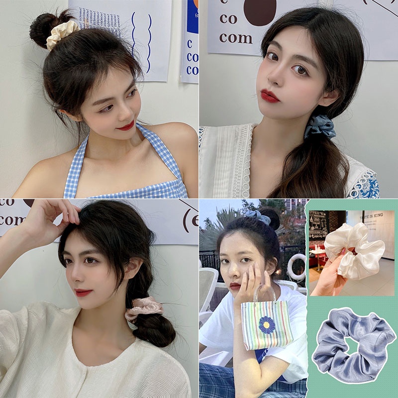 Phụ Kiện Tóc Cột Tóc Scrunchies Handmade Lụa Mềm Chun Co Giãn Bảo Vệ Tóc 2023