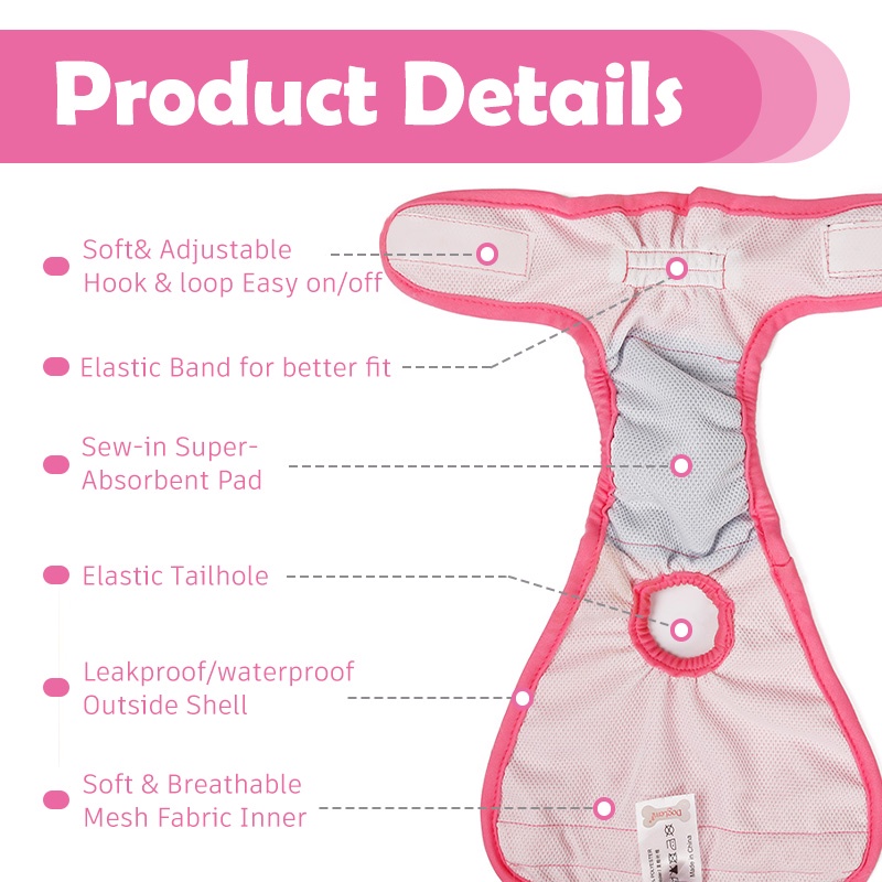 HamshMoc Tã Quần Sooc Sinh Lý Độ Thấm Hút Cao Thoáng Khí Tùy Chỉnh Tiện Dụng Cho Cún Cưng