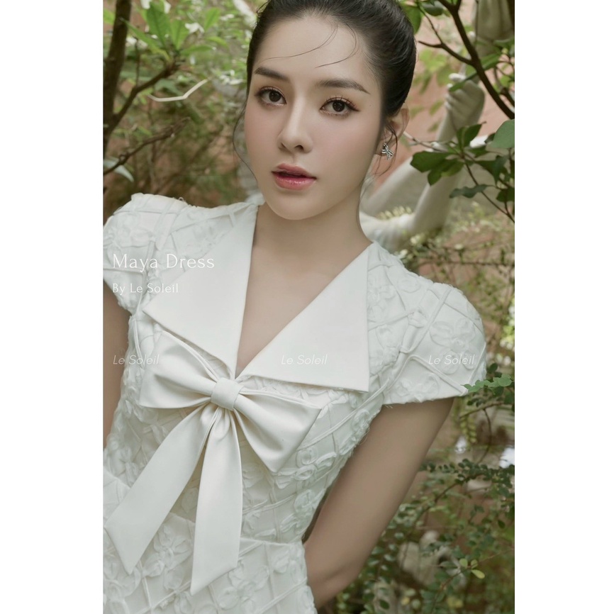 Đầm/váy ren hoa nổi đính nơ tiểu thư siêu nhẹ nhàng My.Clothing V40