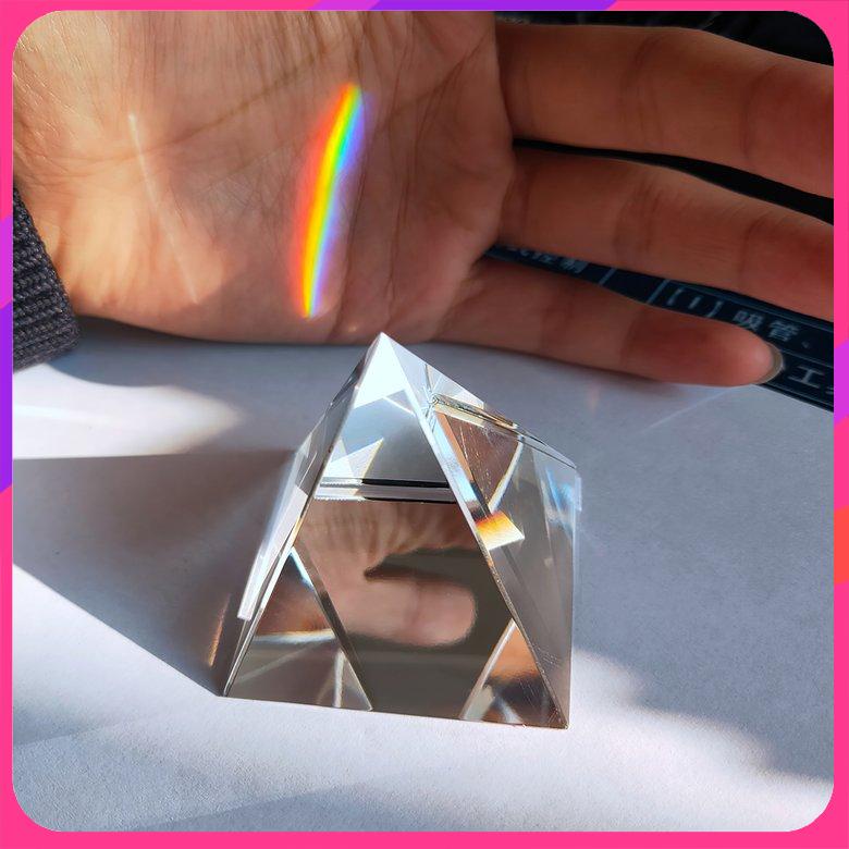 PK Crystal Pyramid Optical Glass Rainbow Prism Rectangular Polyhedral Pyramid