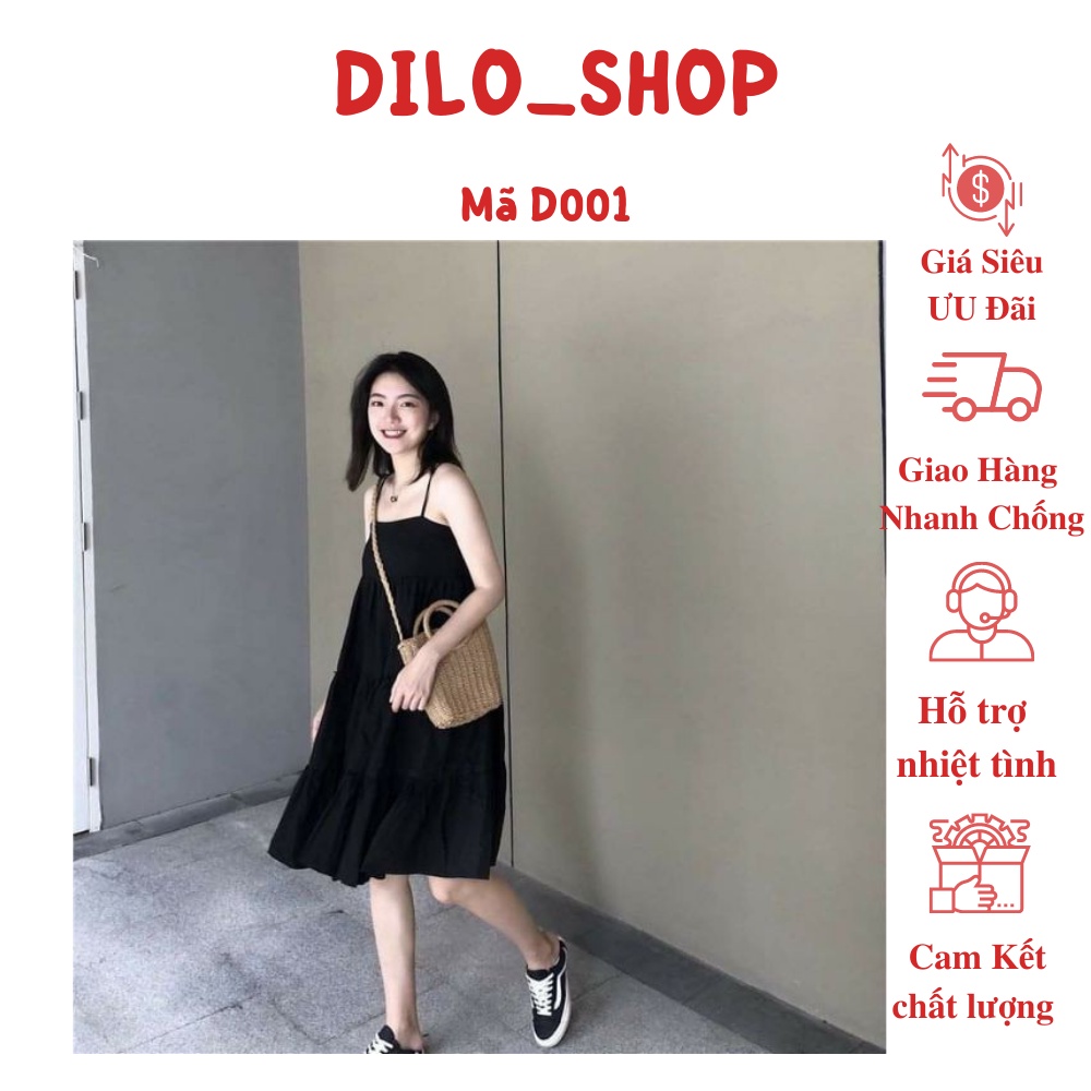 Đầm Maxi 2 Dây Đen 🦋 Váy Nữ Chất Đũi 2s Hở Lưng 🦋-D001