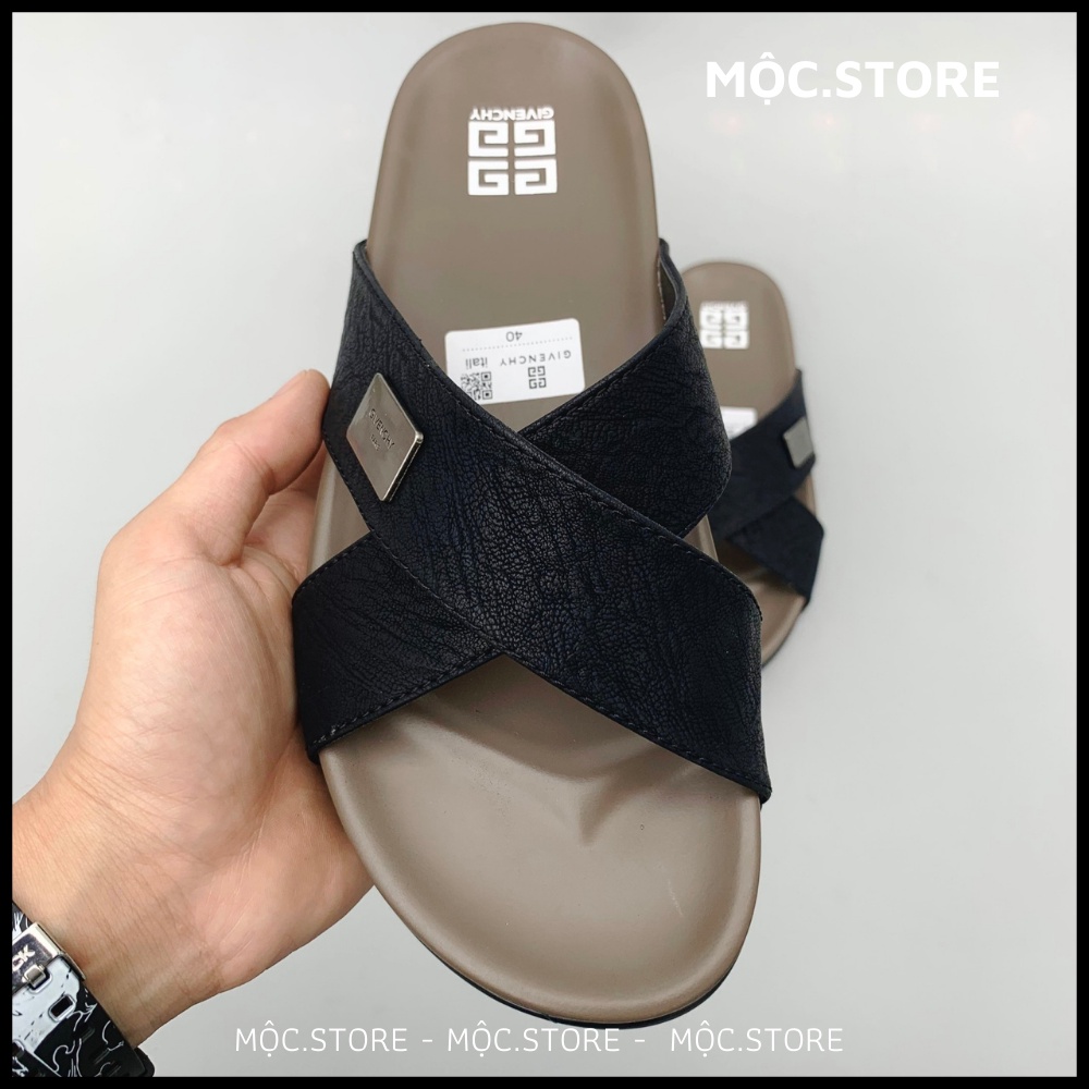 Dép Da Quai Chéo Nam Nữ Gyvenchy , Dép quai chéo , Dép da bò đế cao su siêu chất có bảo hành Full Box.