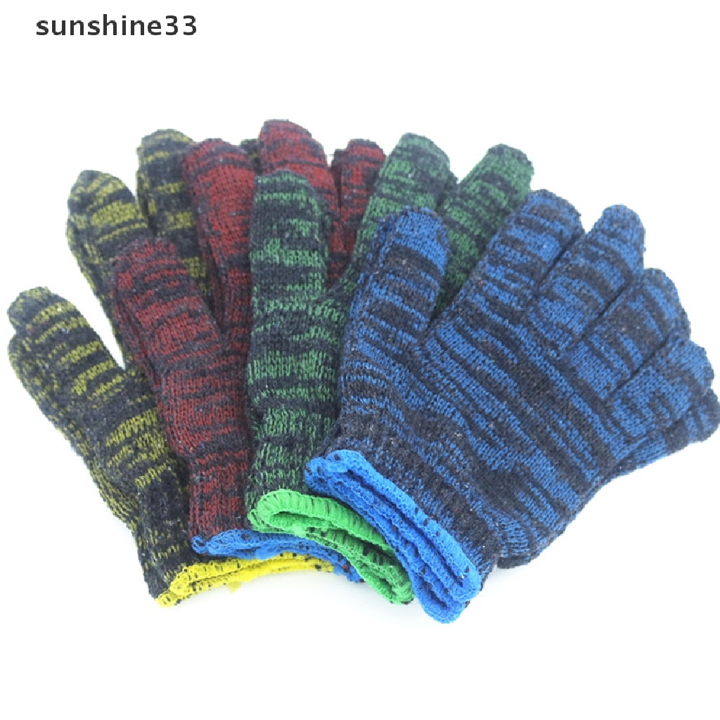 Bộ 12 Đôi Găng Tay Cotton Dày Dặn Chống Mài Mòn Bảo Vệ Lao Động