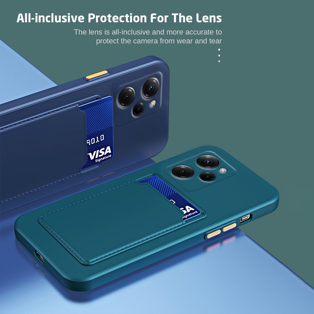 Ốp Điện Thoại Silicon Vuông Chống Sốc Có Ngăn Đựng Thẻ Cho Poco X5 Pro M4 Pro X4 X3 GT Redmi 10C 10A