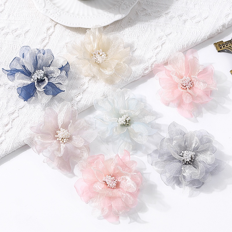 1 Nhánh Hoa Nhân Tạo Nhiều Lớp Bằng Vải Organza Nhân Tạo 8CM Dành Cho Trang Trí Nhà Cửa / Tiệc Cưới DIY