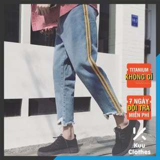 Quần Xanh Kẻ Vàng Kuu Clothes - Quần Jean Thời Trang Hip Hop Trẻ Trung