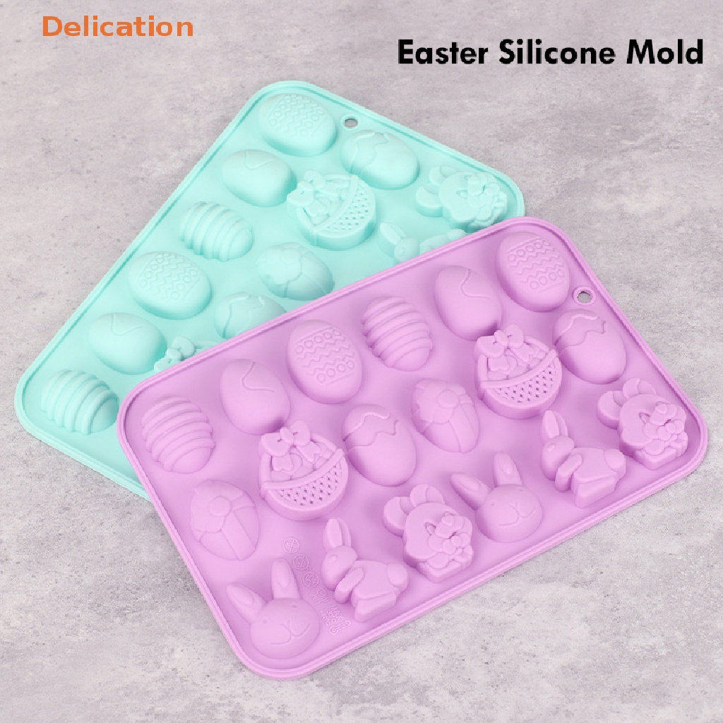 Khuôn silicone ELEBUY hình thỏ/ trứng dùng làm bánh/ socola/ xà phòng trang trí lễ phục sinh