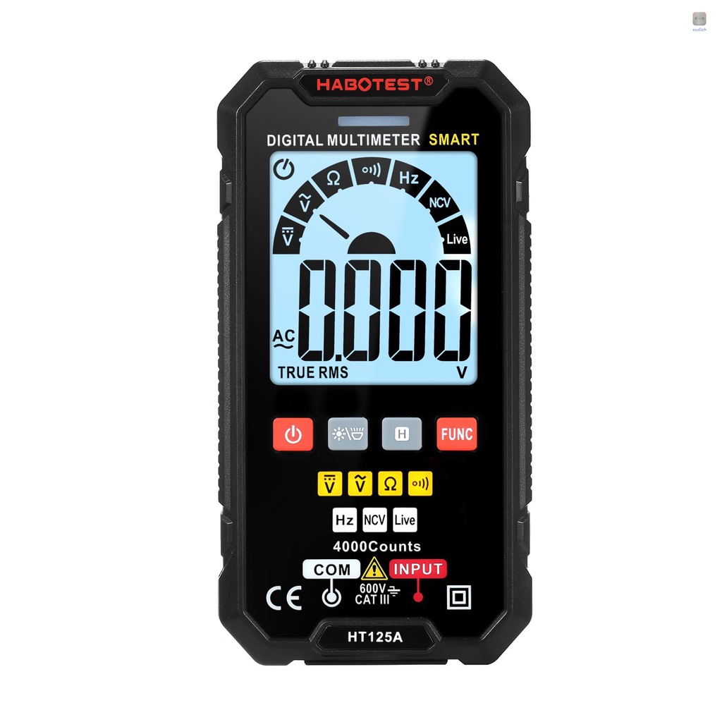 Đồng Hồ Vạn Năng Thông Minh a2hovn HT125A Đếm 4000 True RMS Tự Động Với Màn Hình LCD Nền 600V AC DC