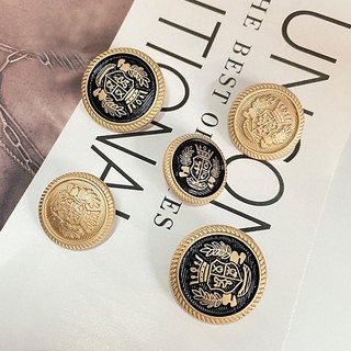 1 cái / Phong cách đại học Cổ điển Nút may Thủ công mỹ nghệ Phụ kiện vàng đen Thời trang tròn Nút kim loại cho quần áo