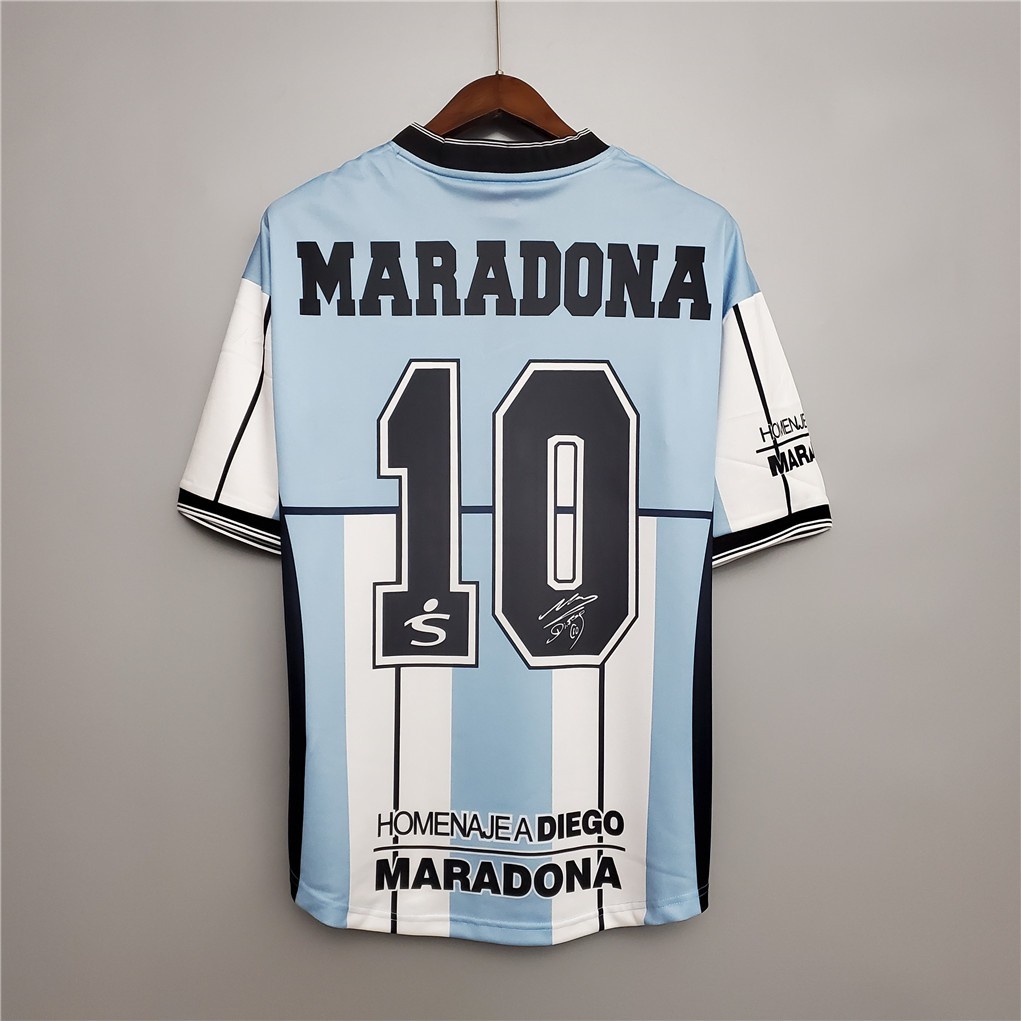 2001 Argentina Maradona #Bộ Đồ Đá Banh Phiên Bản Kỷ Niệm 10 Năm Phong Cách Retro