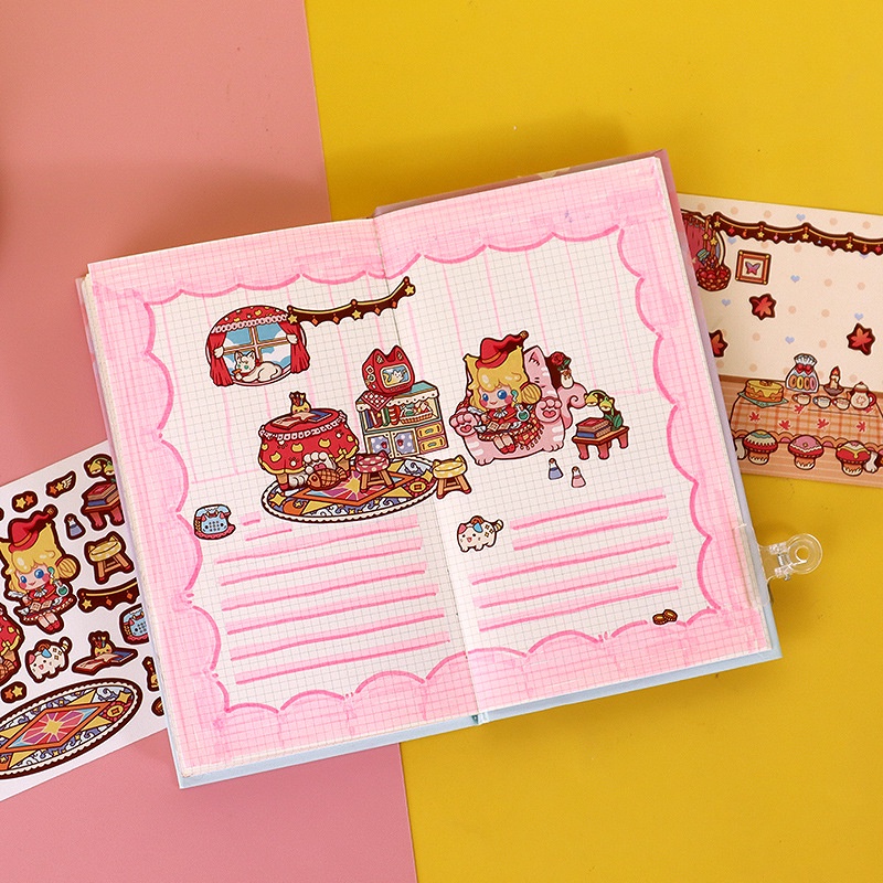 Bộ sticker hoạt hình dán ghép phong cảnh