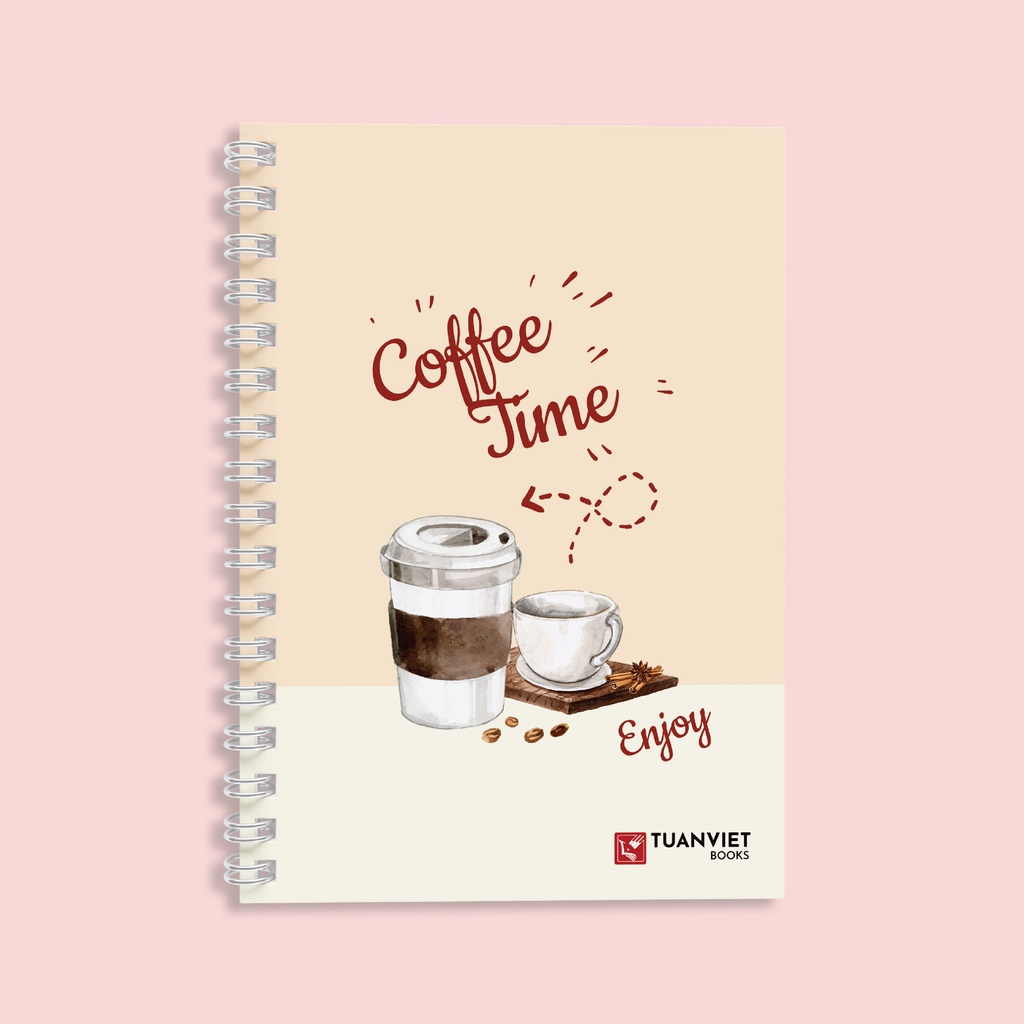 Sổ tay kẻ ngang lò xo B5 TUANVIET BOOKS 200 trang, chủ đề DRINKS, phù hợp ghi chép, nhật ký