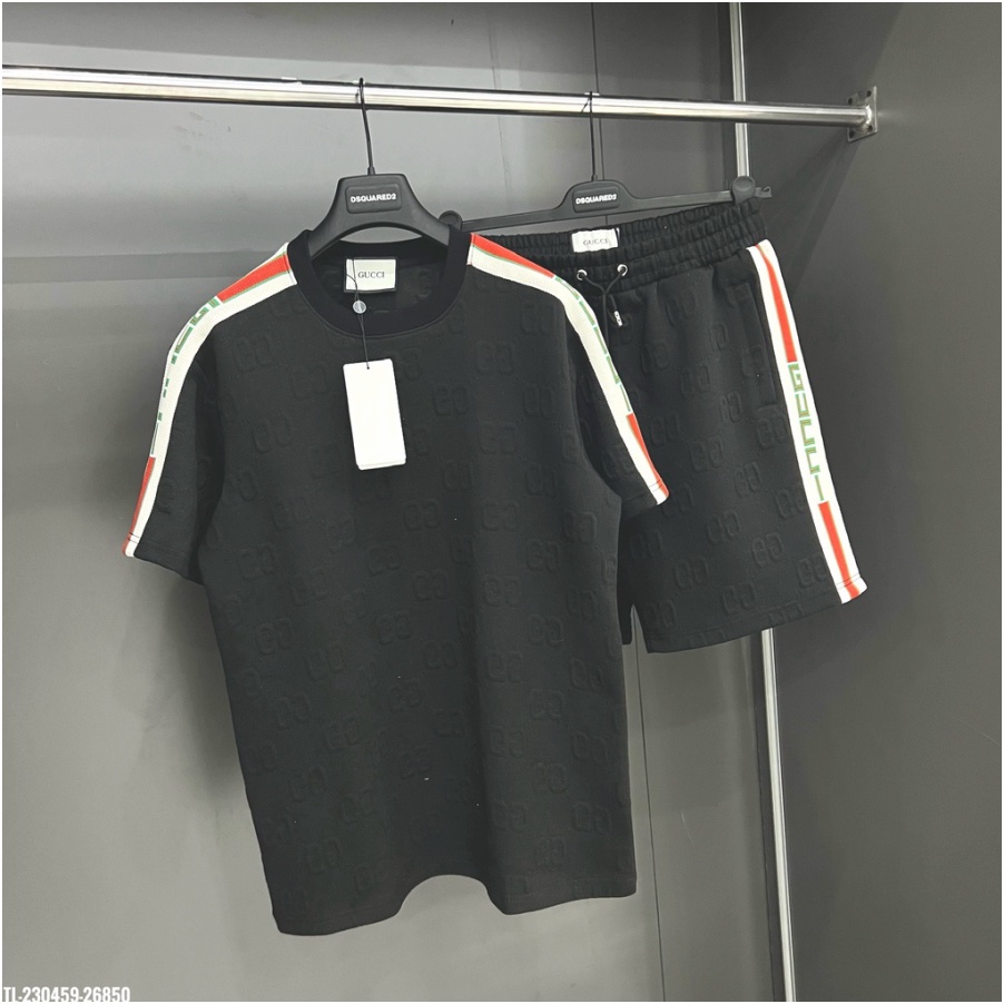 🔥Hot🔥Bộ Gucci vân nổi áo phối vai thiết kế hot trend Nam nữ New 2023