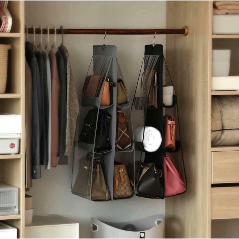 Túi treo giỏ xách chia 6 ngăn đựng túi đeo, đồ dùng đa năng chống bụi tiện dụng thu gọn diện tích tủ đồ của bạn