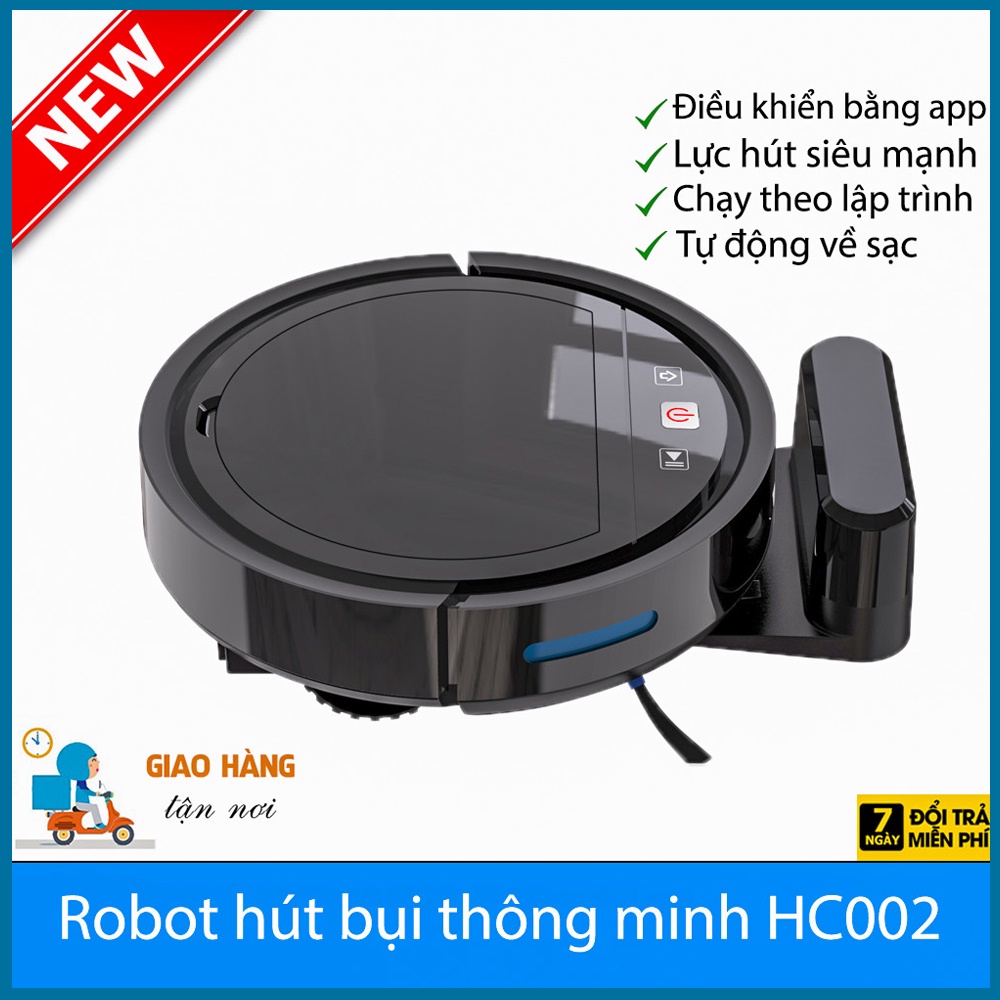 [HOT] Robot Hút Bụi Lau Nhà HC002 Tự Sạc Pin-Hút Siêu Khỏe- Điều khiển APP, cảm biến Chống rơi, Giá tốt-BH 1 ĐỔI 1.