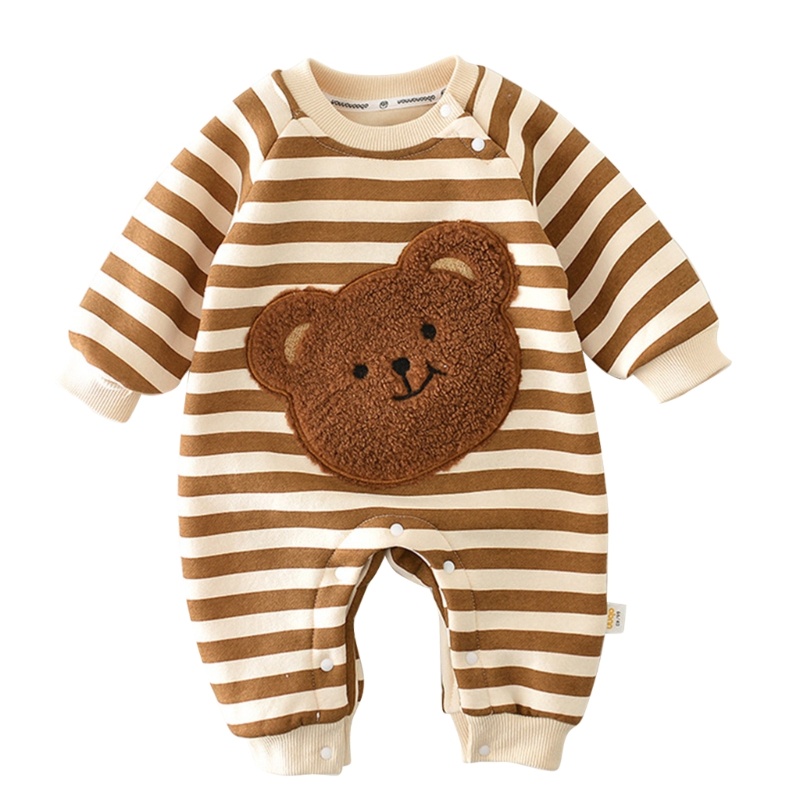 Bộ Áo Liền Quần Cổ Tròn In Họa Tiết Chú Gấu Dễ Thương Thời Trang Mùa Xuân Cho Bé Sơ