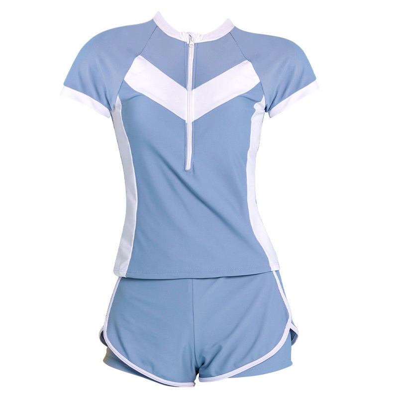 Bikini đi biển kín đáo 2 mảnh ngắn tay cho nữ đẹp co giãn LUHAZO phong cách Hàn Quốc hàng Quảng Châu 8462 B-21