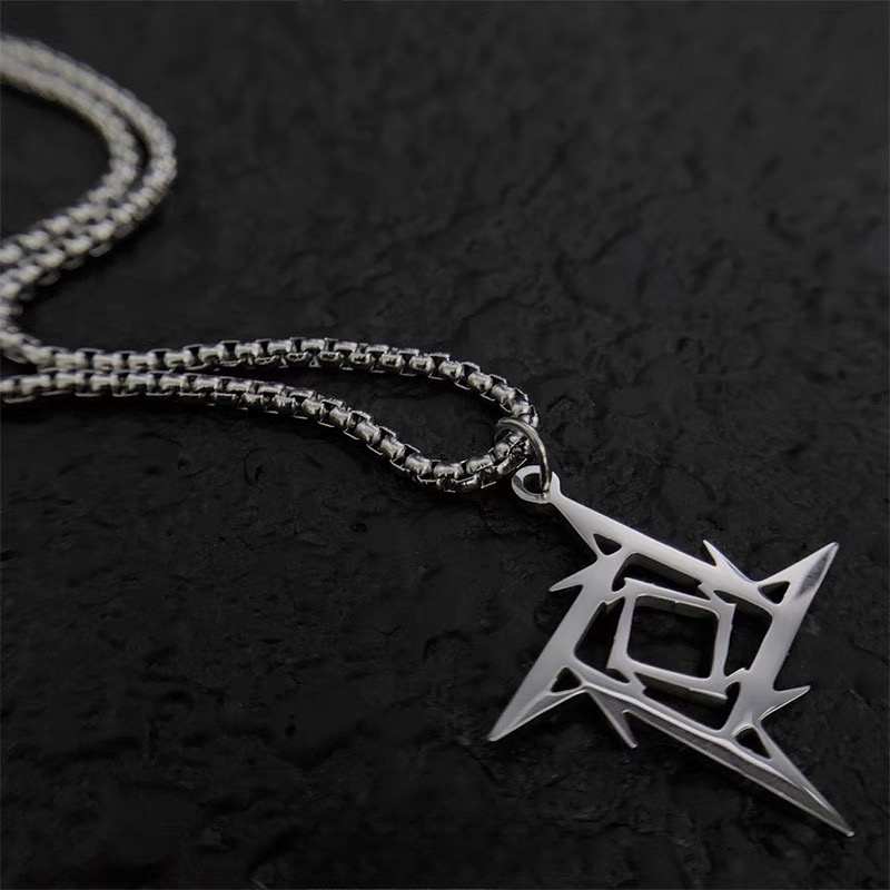 Vòng cổ nam nữ KENEN Kuu Clothes Màu Bạc Mặt Vòng Cổ Mũi Nhọn Phong Cách Hàn Quốc Thép Titan Không Gỉ - Vòng Cổ KENEN