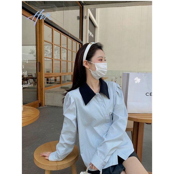 Hhjdxd2022 Áo Sơ Mi Dài Tay Dáng Rộng Phong Cách Preppy Pháp Thời Trang Mùa Thu Cho Nữ