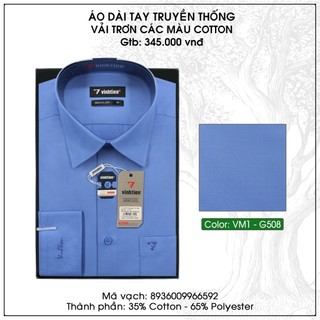 Áo Sơ Mi Nam Màu Trơn Dài Tay Vạt Ngang Vĩnh Tiến 345