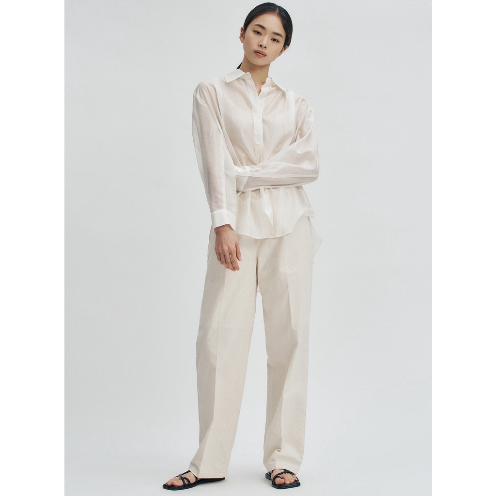 Quần SU/\RE Linen Loose Banding Pant xuất Hàn dành cho Nữ. Chất vải cotton linen mềm, ít nhăn.