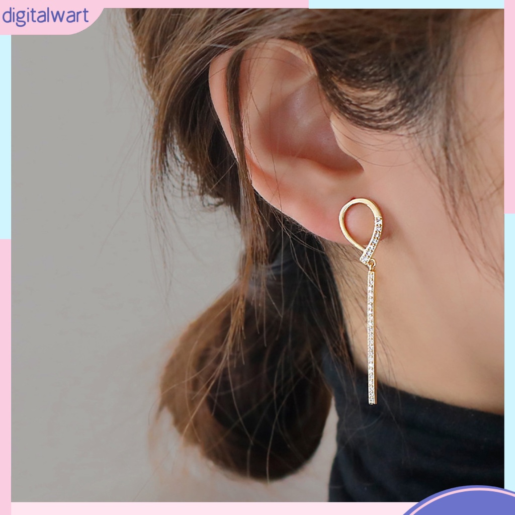 1 Đôi Bông Tai Dáng Dài Đính Đá Lấp Lánh Thời Trang Cho Nữ