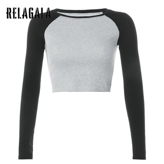 Áo thun dài tay giảm béo vai thời trang RelaGala dành cho nữ
