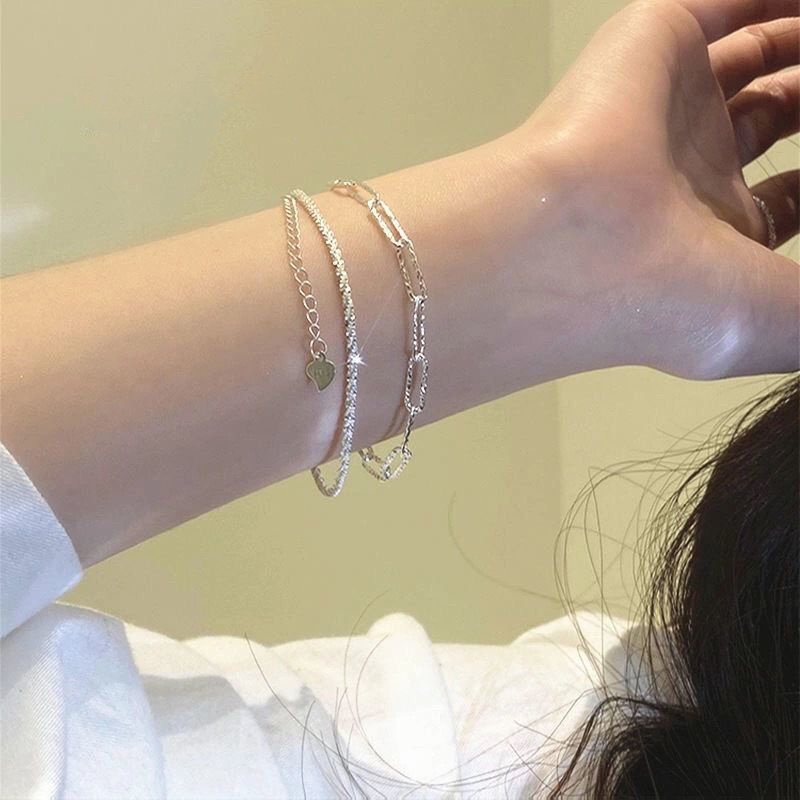 Vòng Đeo Tay Bạc Trơn Thiết Kế Đơn Giản Thời Trang ins niche Cho Nữ ruiyan HGF