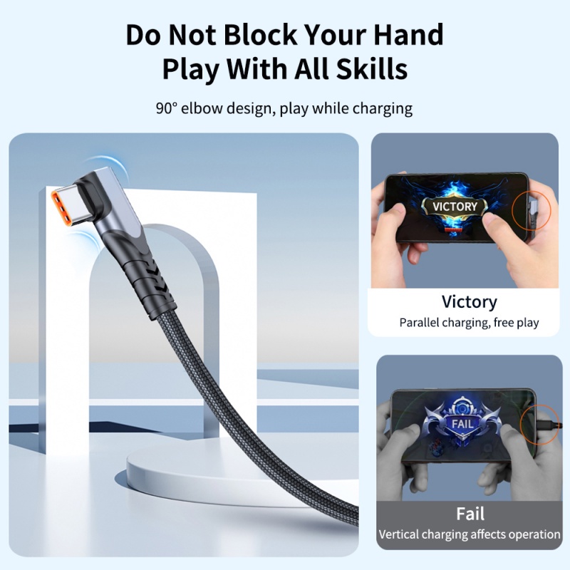 Dây Cáp Sạc Nhanh USB Type C 6A 66W SPC Cho Huawei Samsung Xiaomi Mate 40 90 Độ Dài 2 / 3M