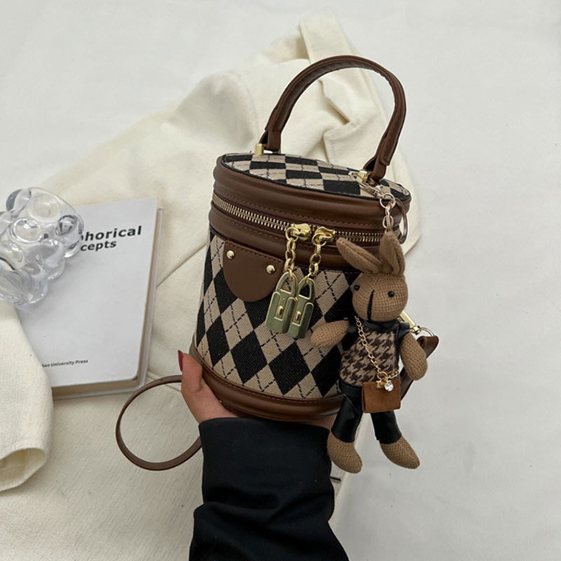 Mischa Túi Xách Da PU Đeo Vai Hình Thoi Màu Trắng Phong Cách retro Hợp Thời Trang