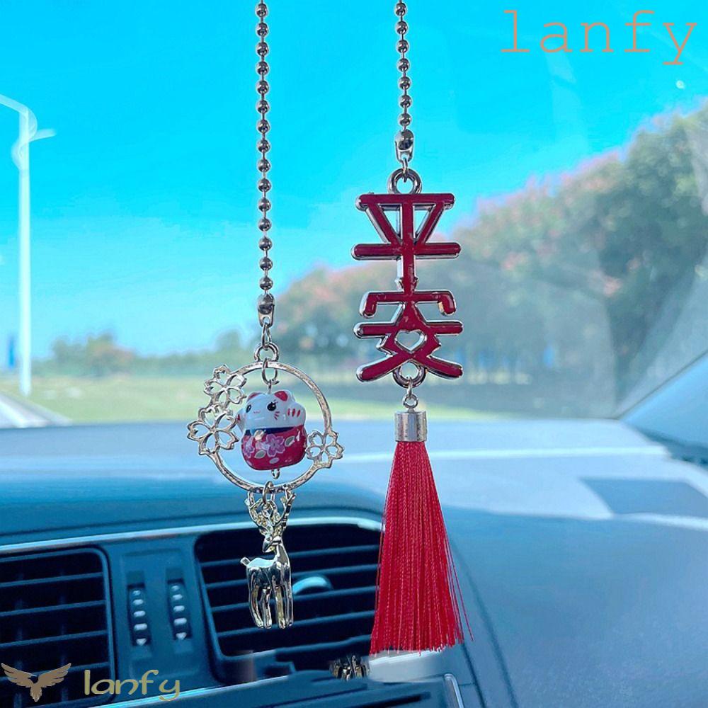 Mặt Dây Chuyền Bằng Gốm Hình Mèo Hoạt Hình May Mắn Trang Trí Nội Thất Xe Hơi