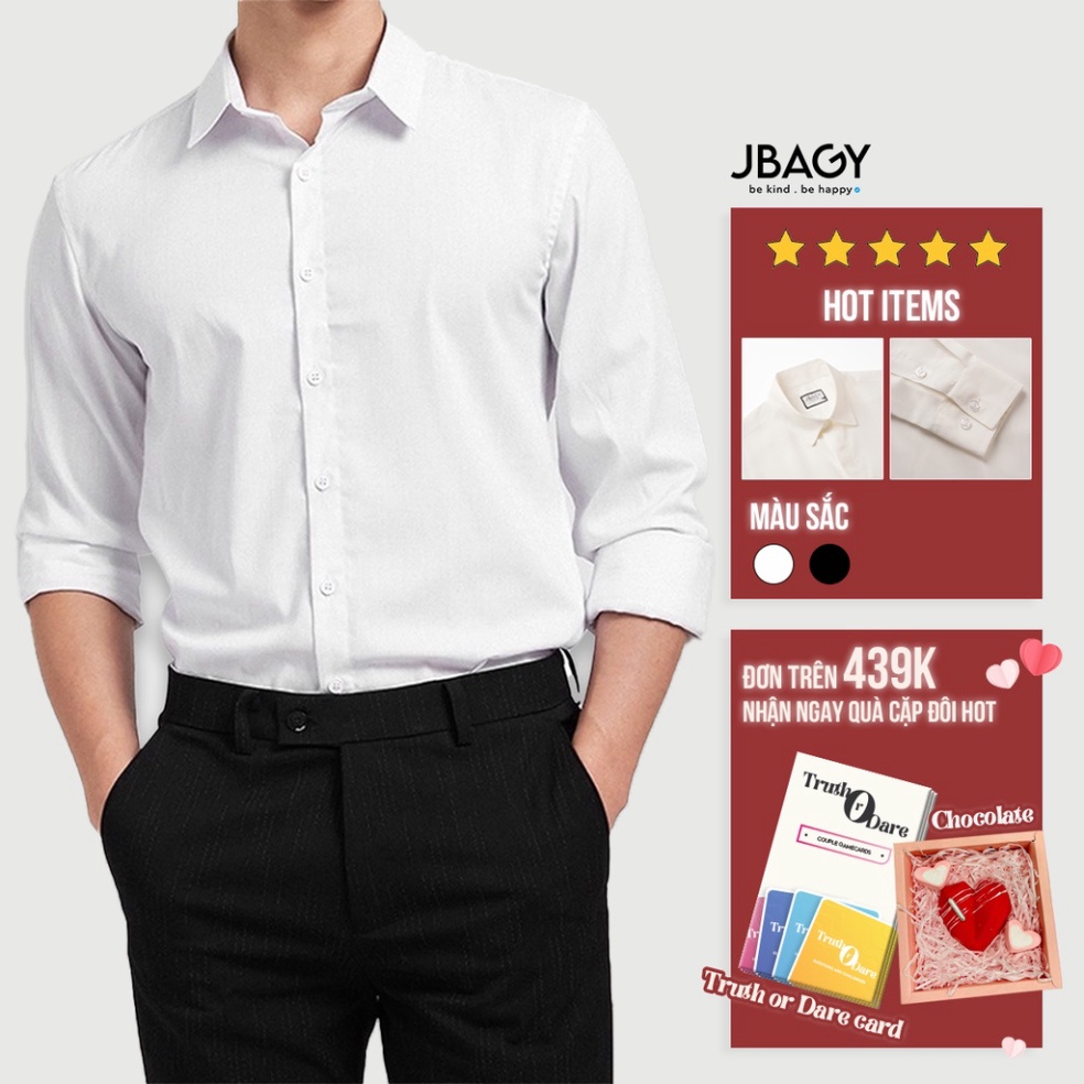 Áo sơ mi nam form Slimfit dài tay vải lụa Hàn thương hiệu JBAGY - JS05 - Hàng mới về