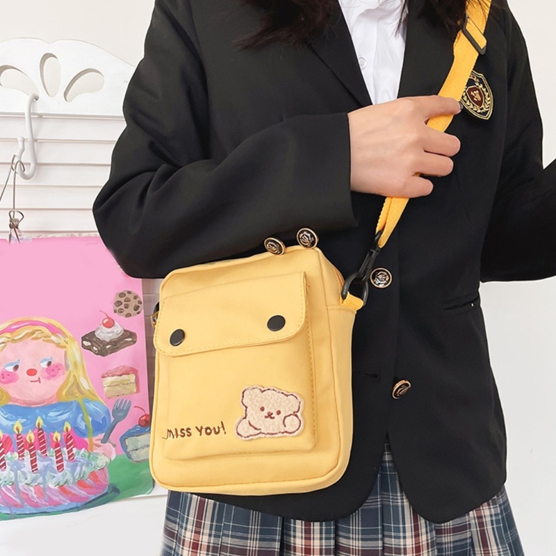Túi Đeo Chéo Nhỏ Họa Tiết Gấu Hoạt Hình Đơn Giản Cho Nữ