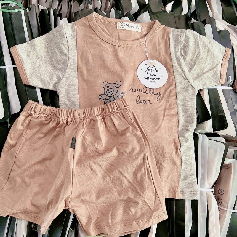 Bộ thun lạnh tay ngắn quần ngắn mimonri dành cho bé trai và bé gái 5-18kg