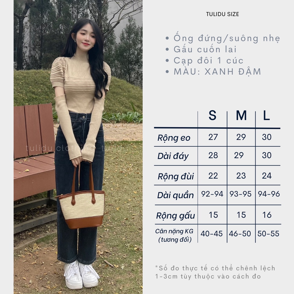 Quần Jean Ống Đứng Nữ 6 Màu Lưng Cao Co Giãn 4 Chiều Quần Ống Đứng