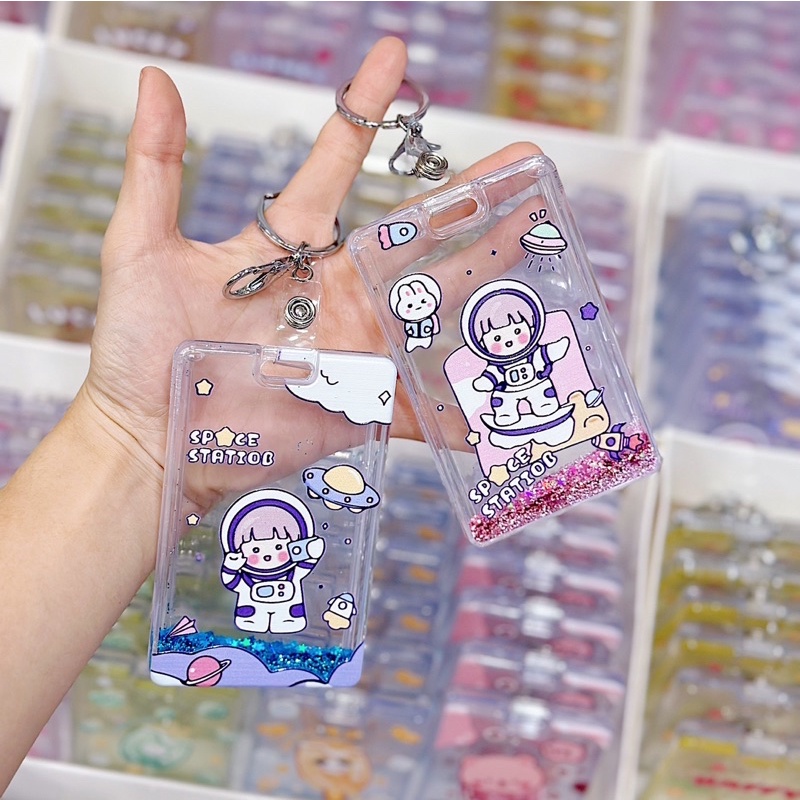 Móc Khoá Bảng Tên Kim Tuyến Nước Chảy Siêu Cute