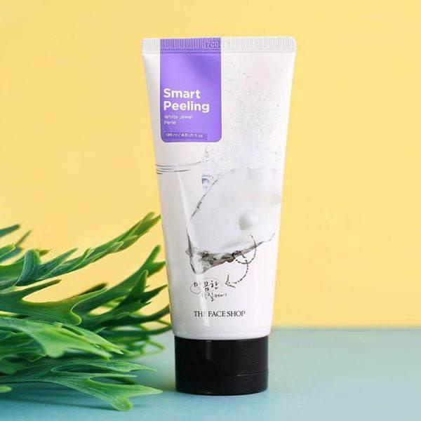 Tẩy tế bào chết mặt The Face Shop ngọc trai Hàn Quốc Smart Peeling White Jewel 120ml trắng da da chết