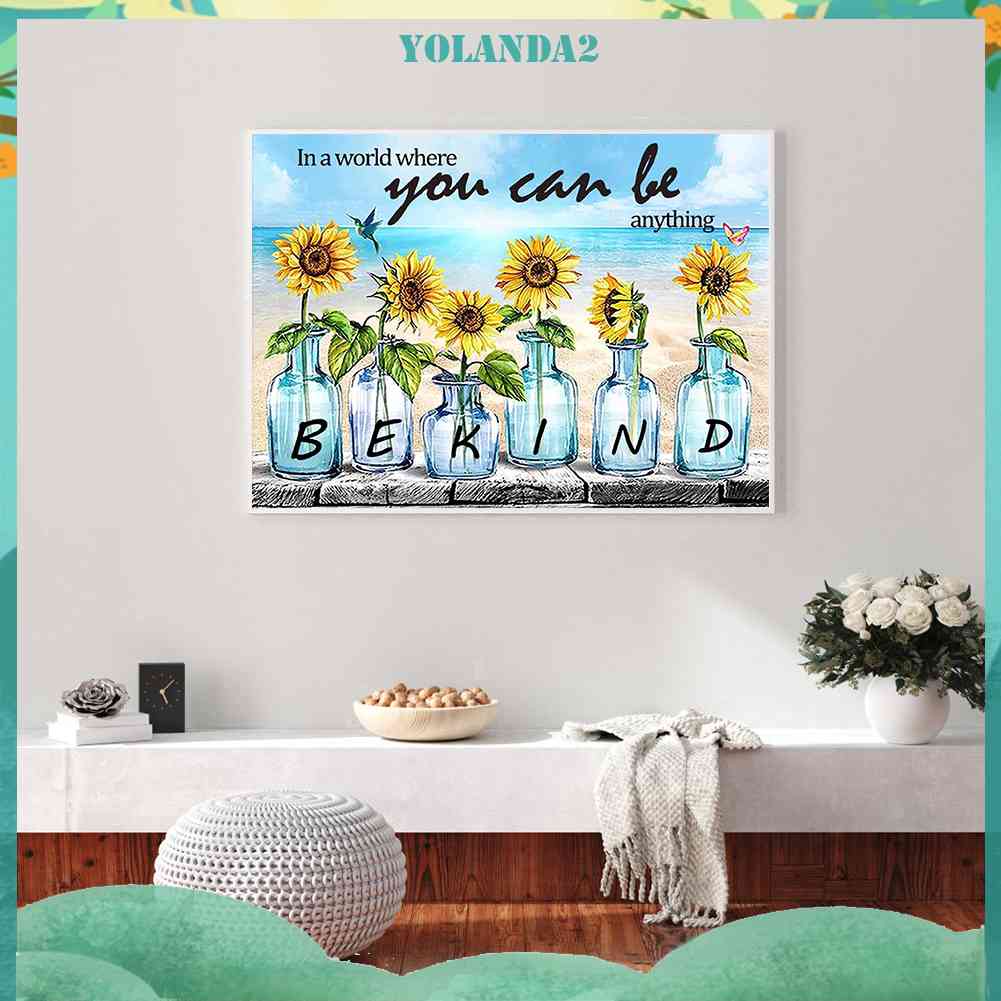 Tranh Đính Đá Kim Cương Toàn Bộ 5D DIY Hình Bình Hoa Hướng Dương