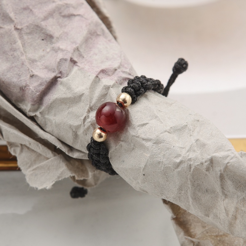 Nhẫn May Mắn Mã Não Đơn Giản Phong Cách Trung Hoa Cổ Điển Tinh Tế Thời Trang Có Thể Điều Chỉnh Làm Quà Tặ