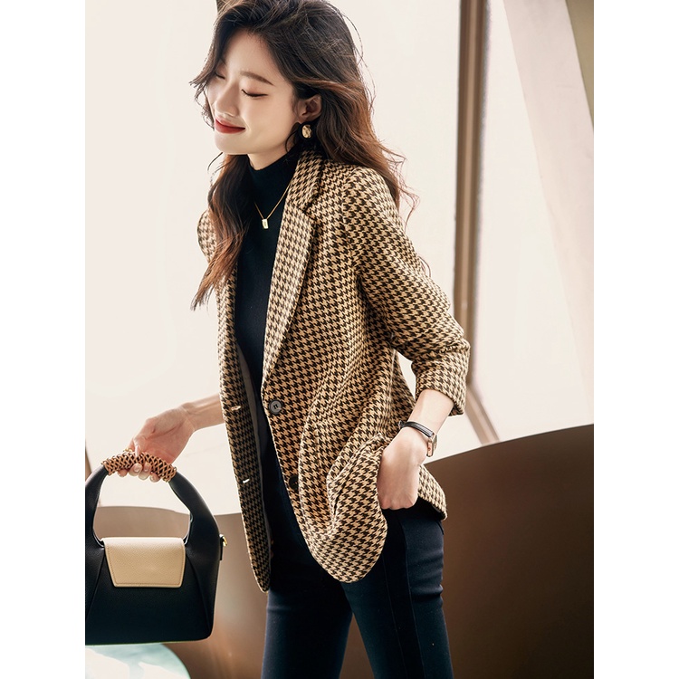 Áo Khoác Vest Sọc Ca Rô Thời Trang Mùa Thu Năm Mới 2023 Cao Cấp Cho Nữ