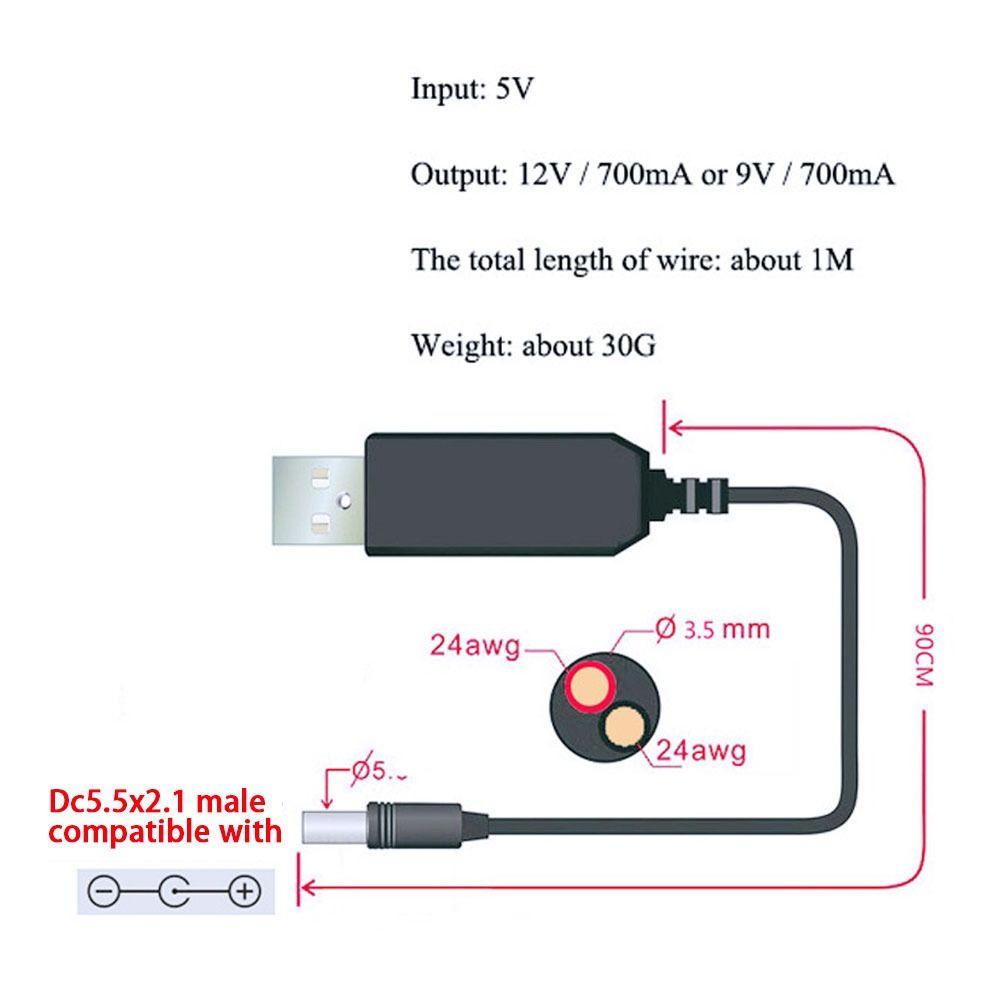 1 Cáp Chuyển Đổi USB WiFi Sang Bộ Sạc DC 5V Sang 12V / 9V