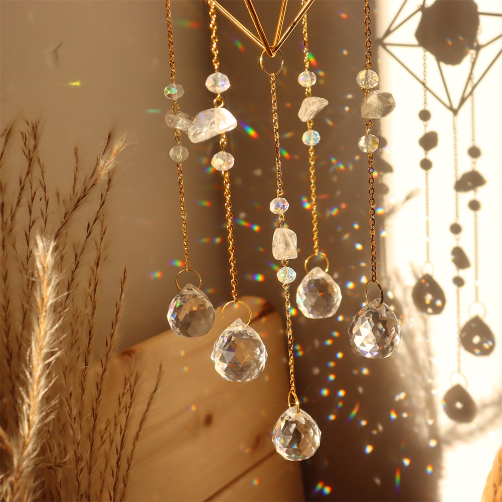 Chuông Gió Đá Pha Lê Tự Nhiên Dạng Cầu Treo Trang Trí Sân Vườn