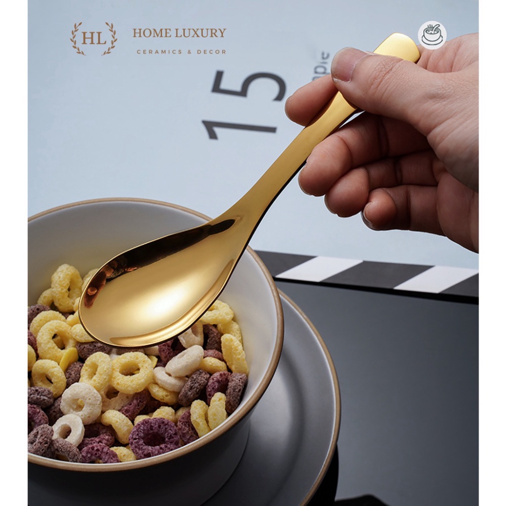 Thìa (muỗng) súp Inox nhập khẩu | THÌA Stainless Steel Cong 3 Size Cao Cấp Inox Không ăn mòn| Thìa Súp Cong Vàng , gia d