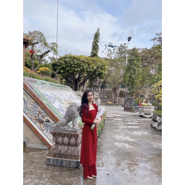 Thanh lý: Áo dài đỏ kèm khoác rời